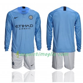 Divisa di Calcio Manchester City Bambino Prima 2018/2019 Manica Lunga